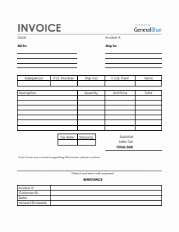 Sales Invoice with Remittance Slip in Excel (Simple)