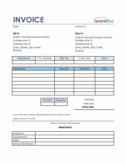 Sales Invoice with Remittance Slip in Word (Colorful)