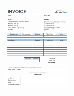 Sales Invoice with Remittance Slip in Excel (Colorful)