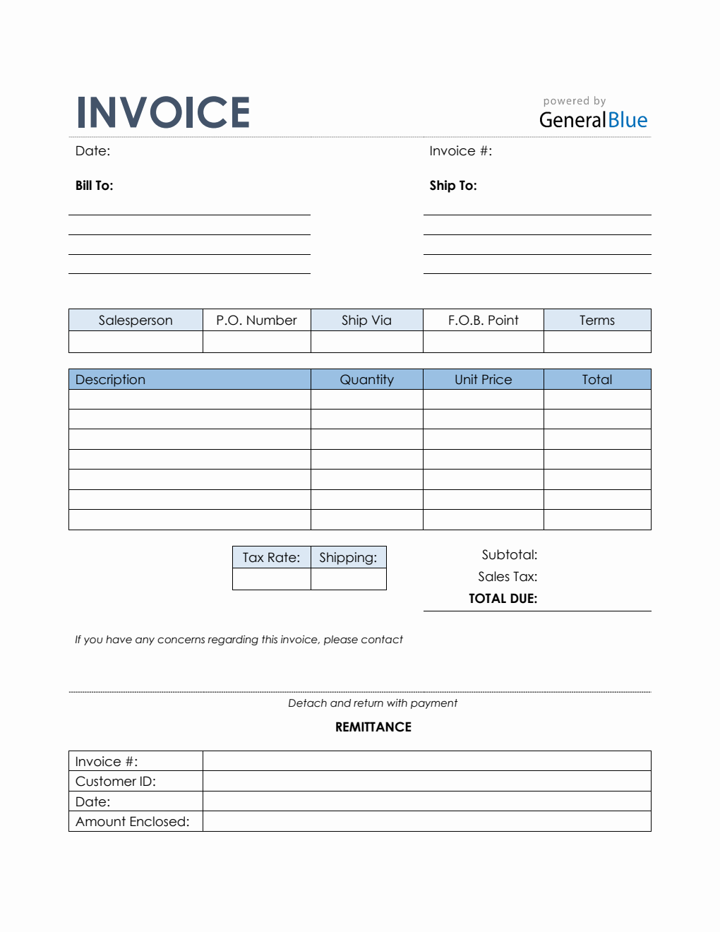 Sales Invoice with Remittance Slip in PDF (Colorful)