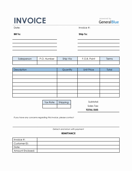 Sales Invoice with Remittance Slip in PDF (Colorful)