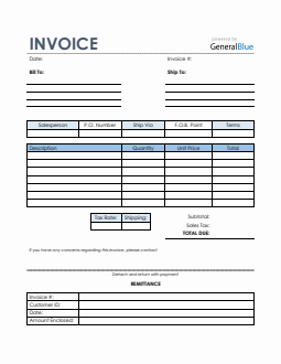 Sales Invoice with Remittance Slip in Word (Colorful)