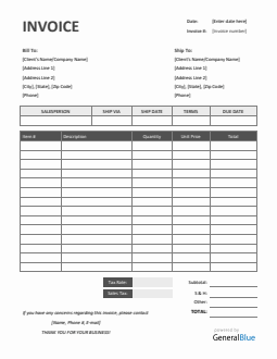 Sales Invoice with Tax in Word (Colorful)