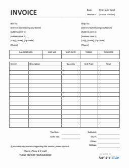 Sales Invoice with Tax in Word (Simple)