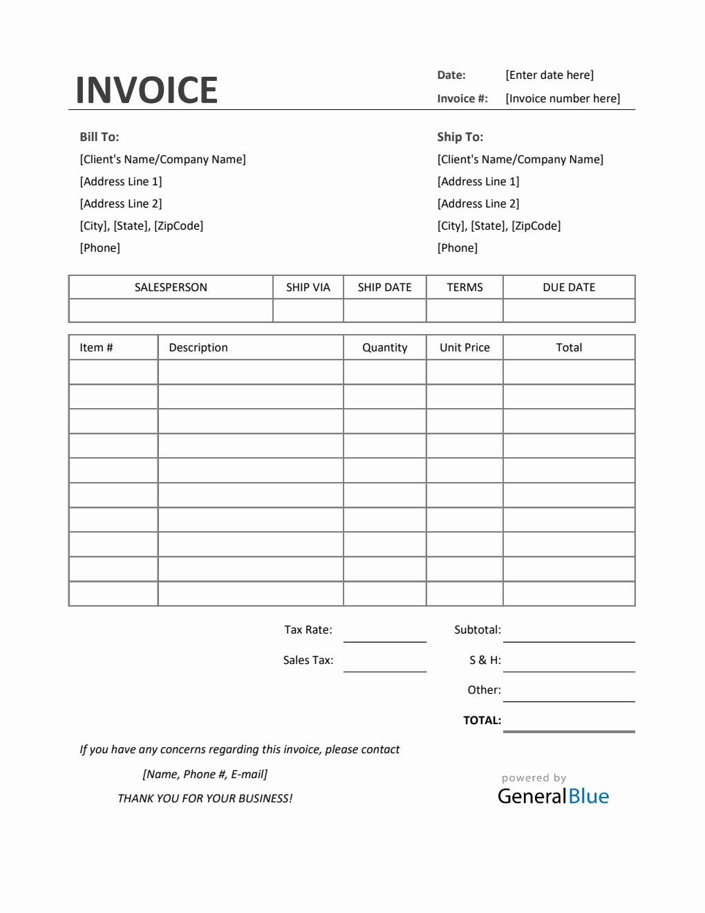 Sales Invoice with Tax in Excel (Simple)