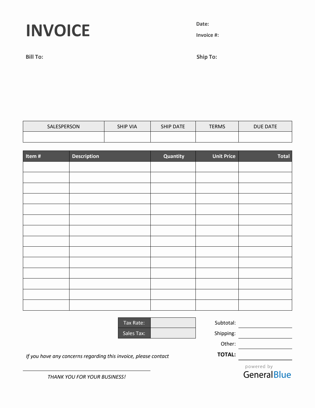 Sales Invoice with Tax in PDF (Colorful)