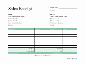 Sales Receipt Template in PDF (Green)