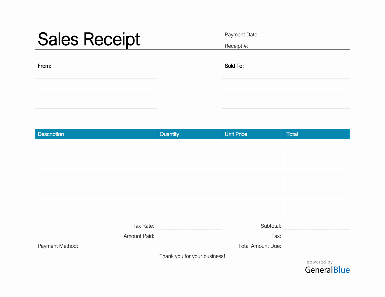 Sales Receipt Template in PDF (Simple)