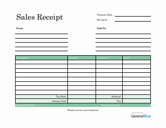 Sales Receipt Template in PDF (Green)