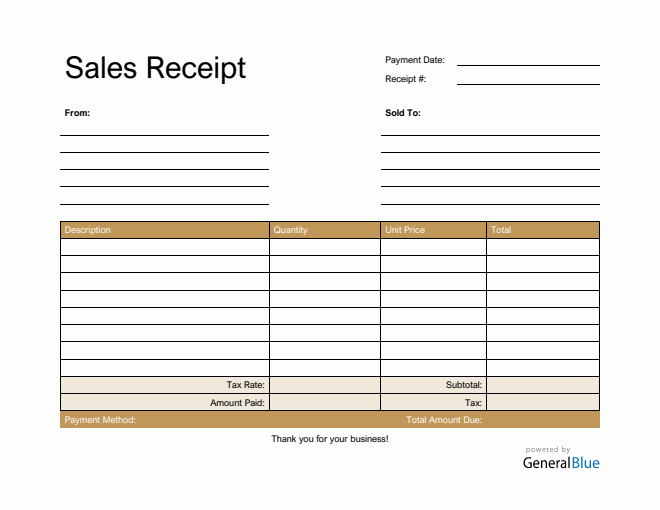 Sales Receipt Template in PDF (Basic)