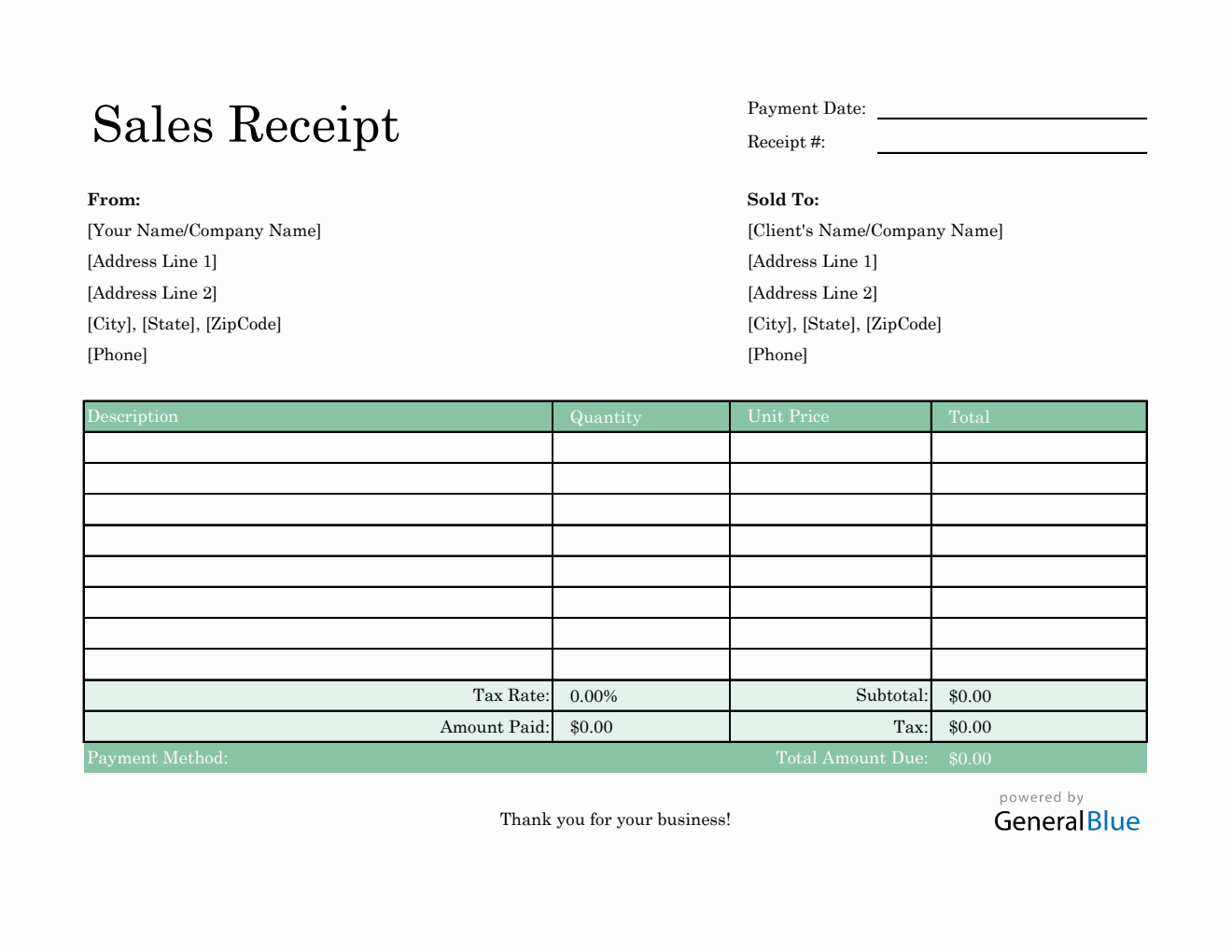 Sales Receipt Templates