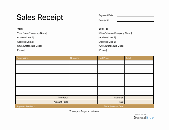 receipt templates