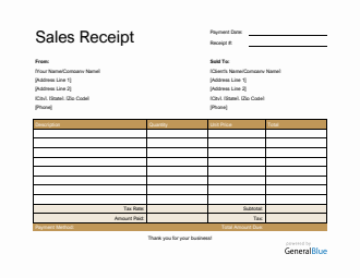 Sales Receipt Template in Word (Basic)