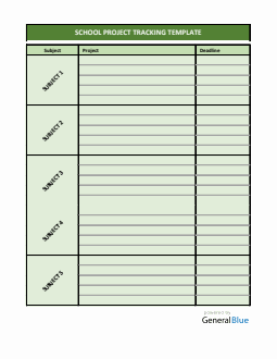 School Project Tracking Template in PDF