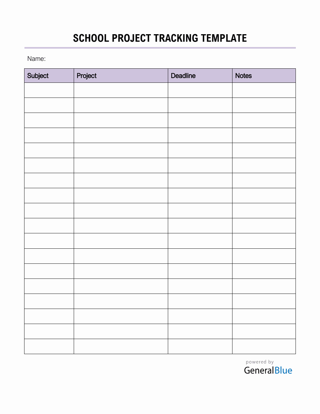 School Project Tracking Template in Word