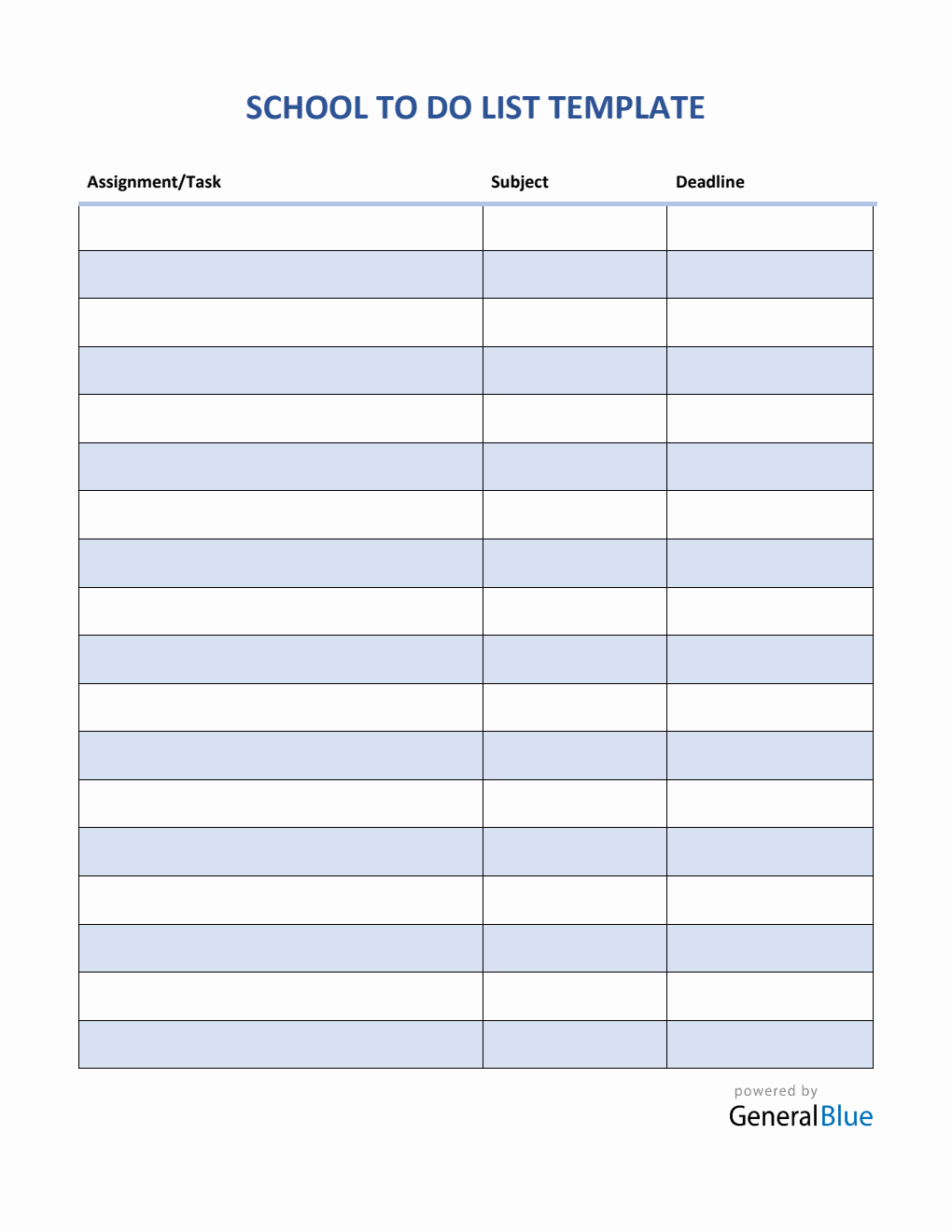 School To-Do List Template in Word