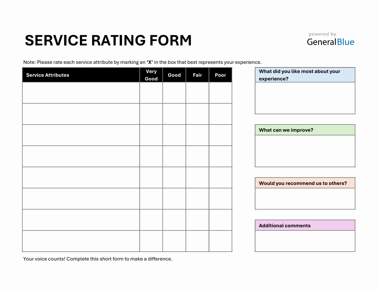 Free Excel Ratings Templates