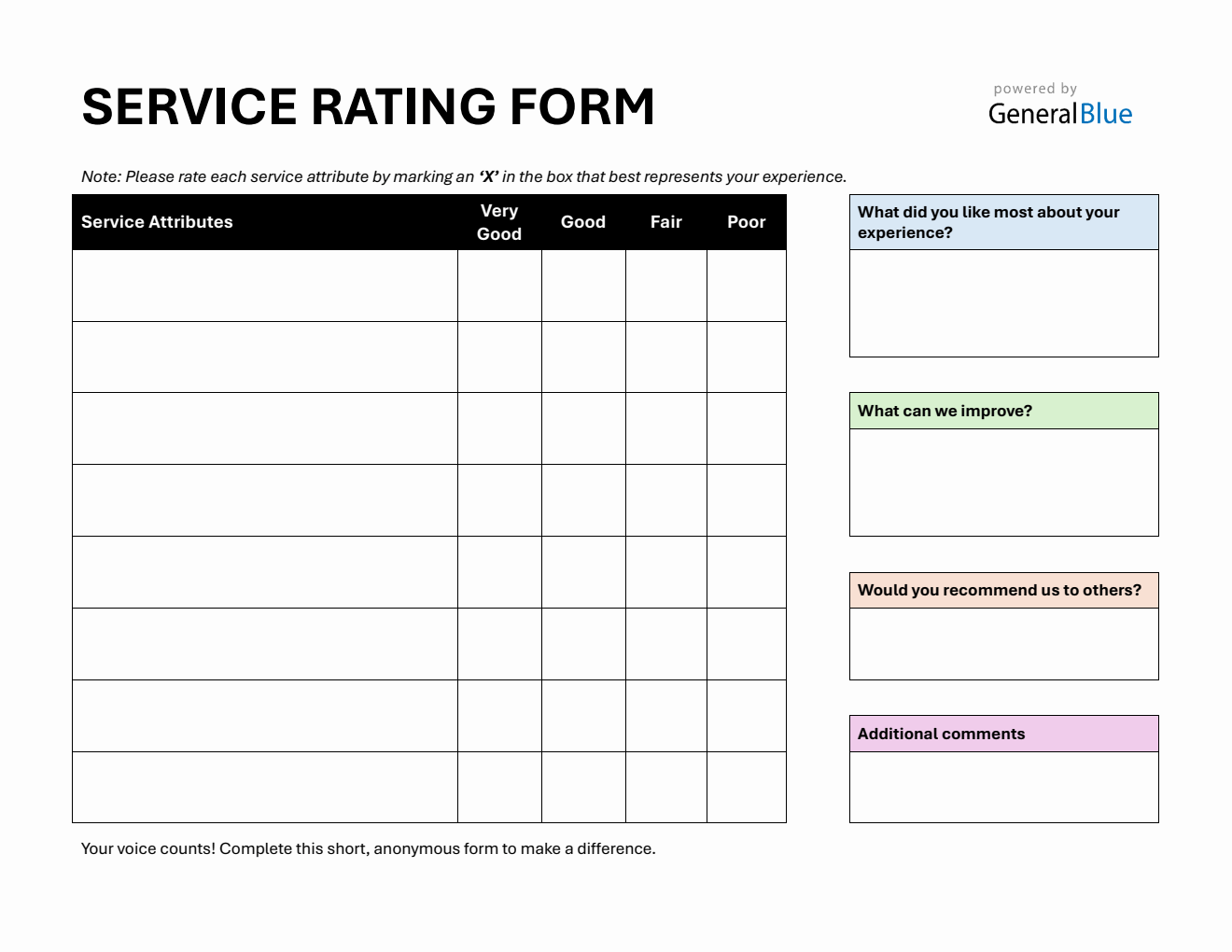 Example Service Review Form For Client Service Review Template Word - Customizable