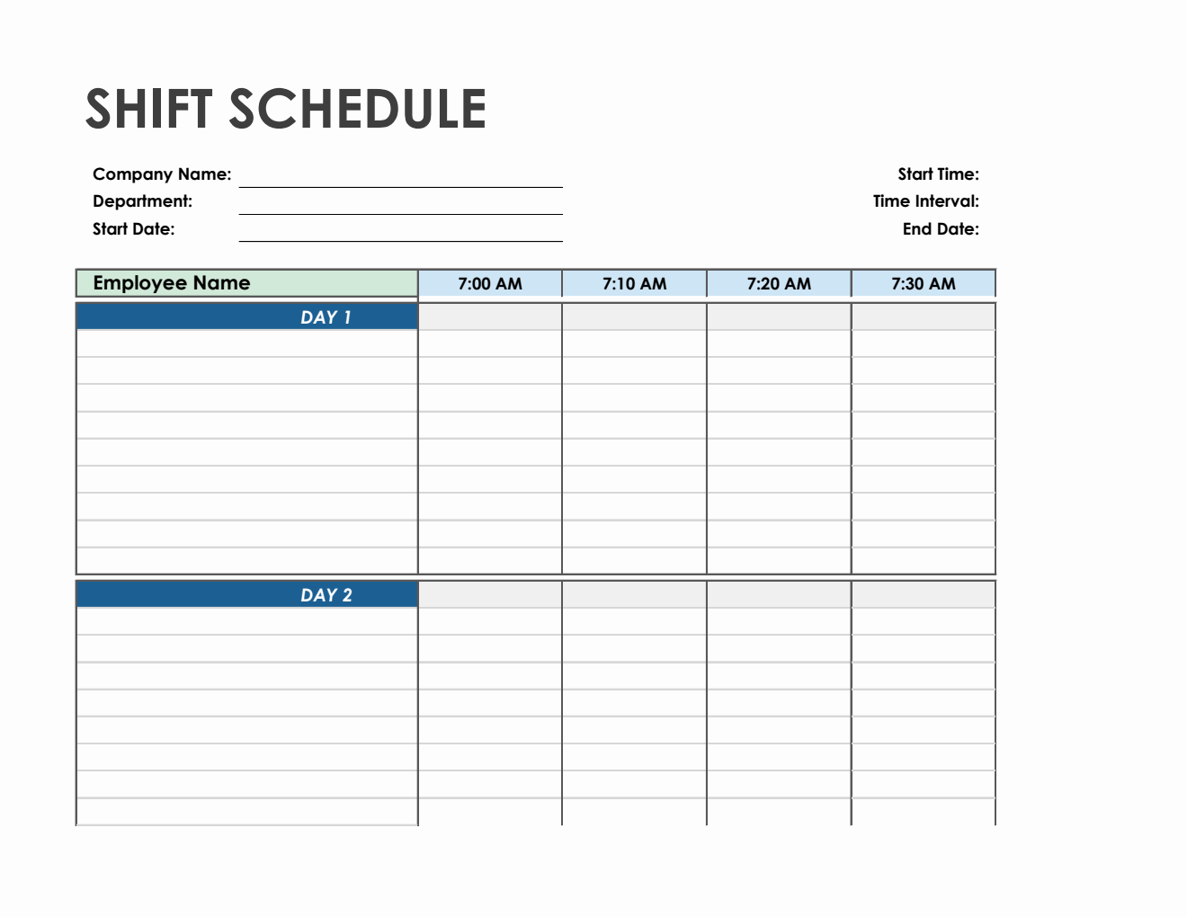 Shift Schedule Template In Excel