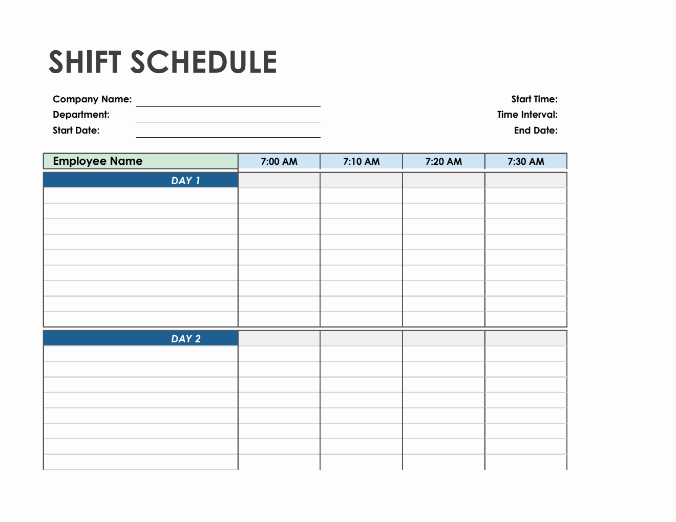 Shift Schedule Template in Excel
