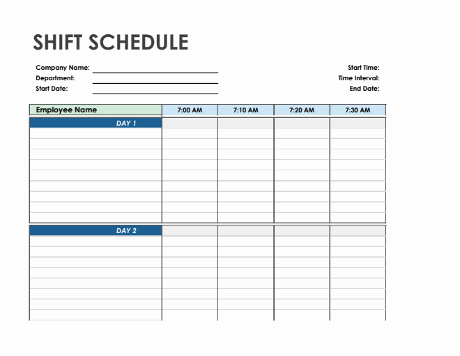 schedule templates