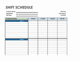 Daily Schedule Template in Excel