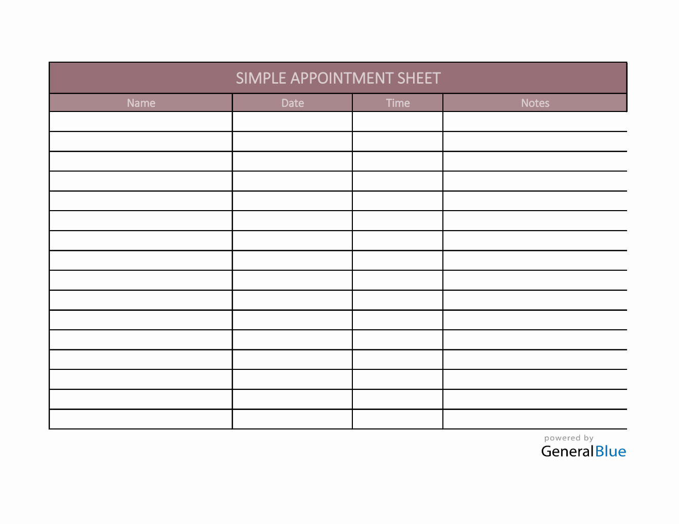 Free Excel Appointment Templates