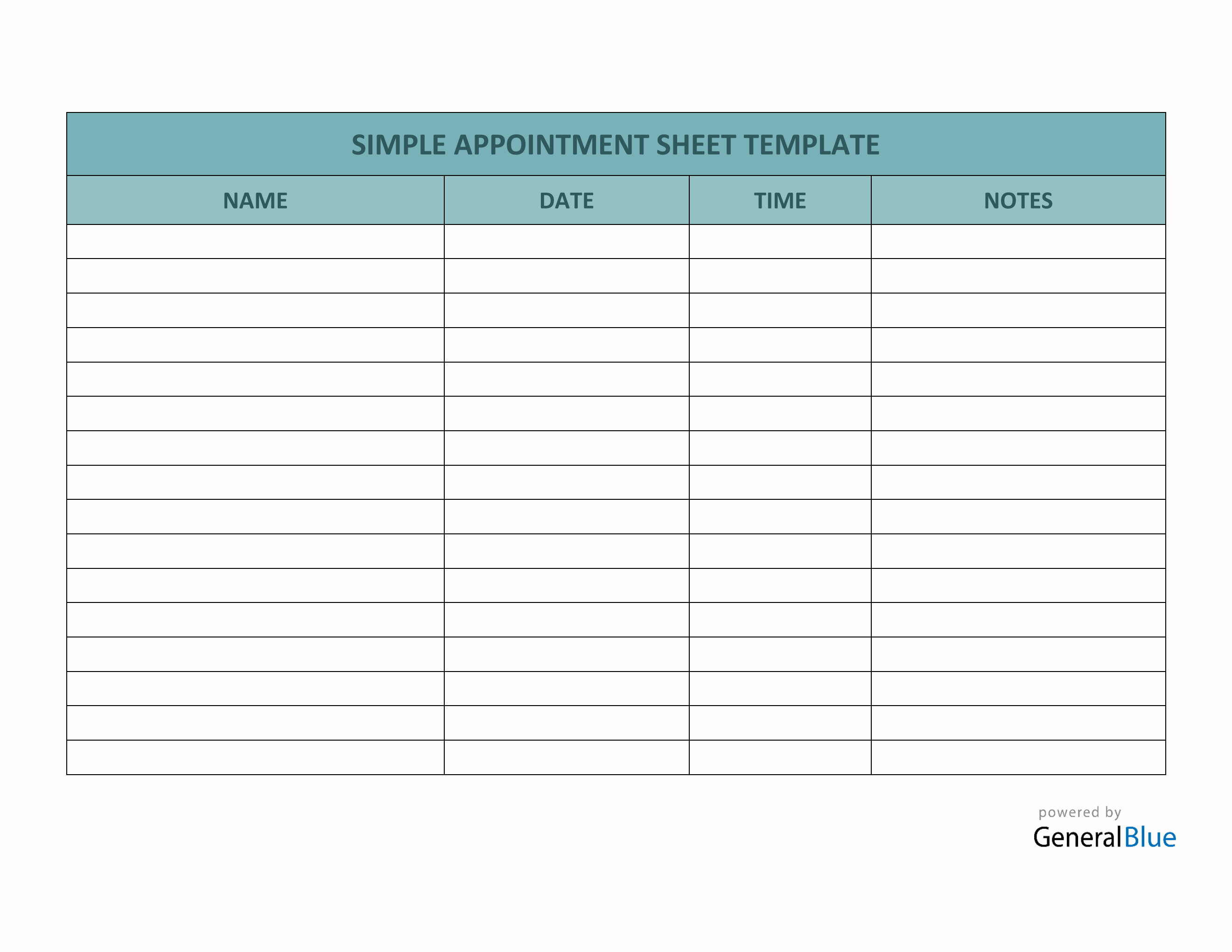 Simple Appointment Sheet Template in Word (Basic) In Appointment Sheet Template Word