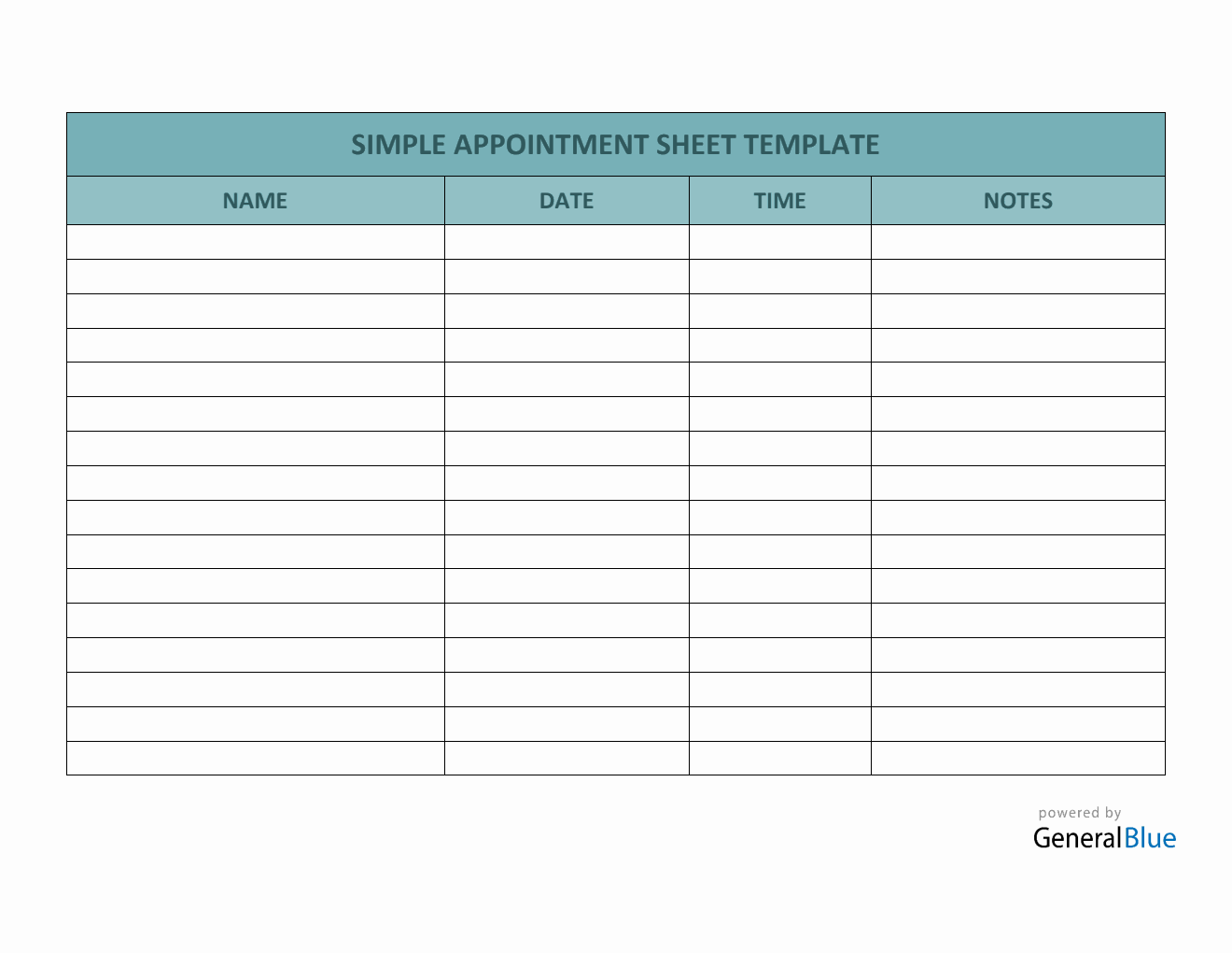 Simple Appointment Sheet Template in Word (Basic)
