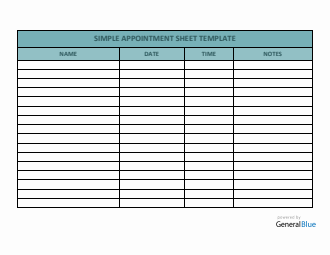 Simple Appointment Sheet Template in Word (Basic)