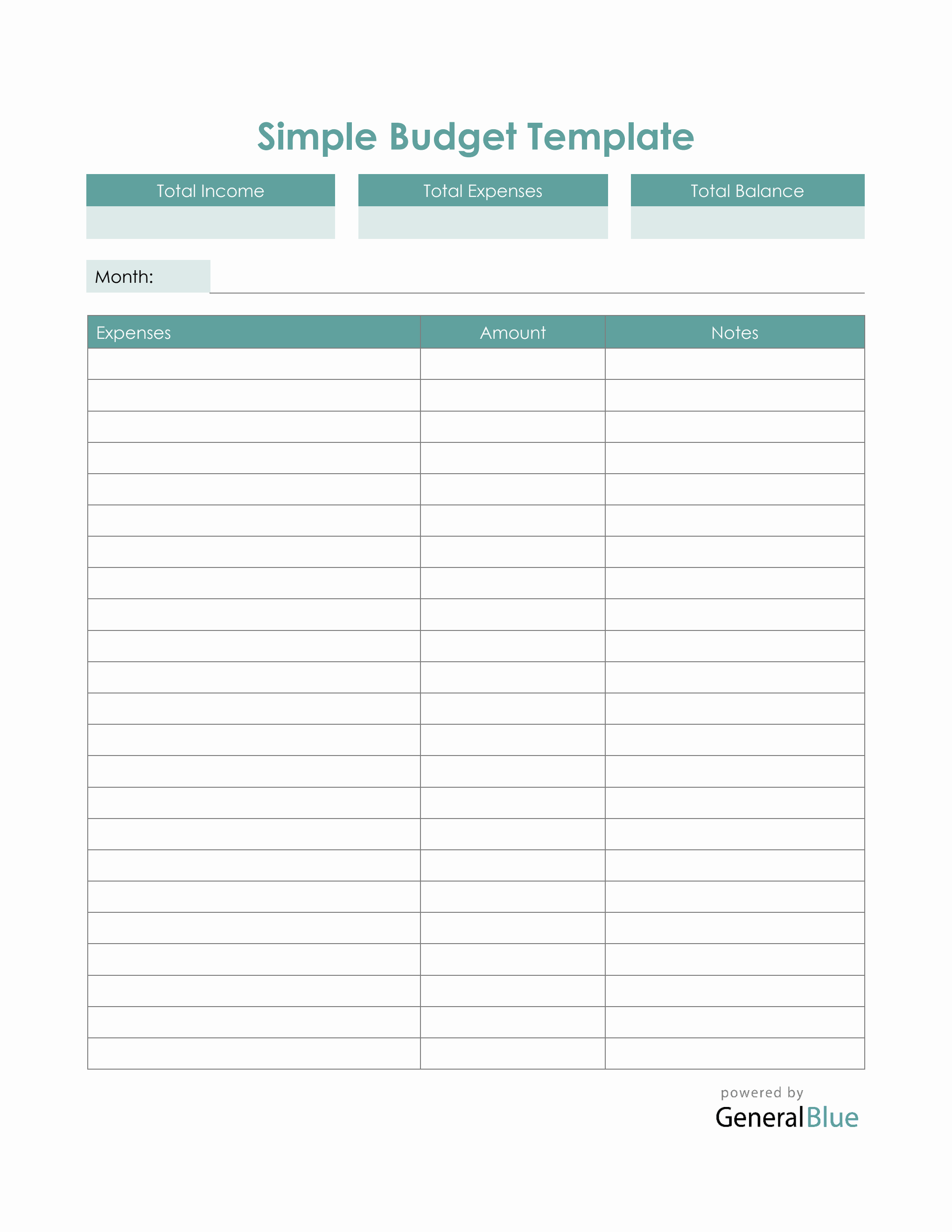 Free Monthly Budget Planner - Free Printable Templates