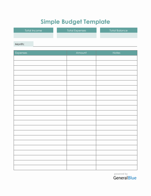 Simple Budget Template in Word