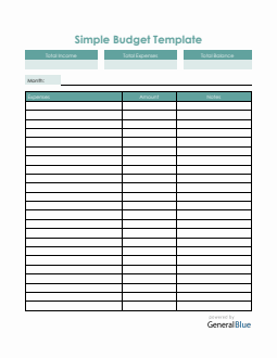 Simple Budget Template in Word