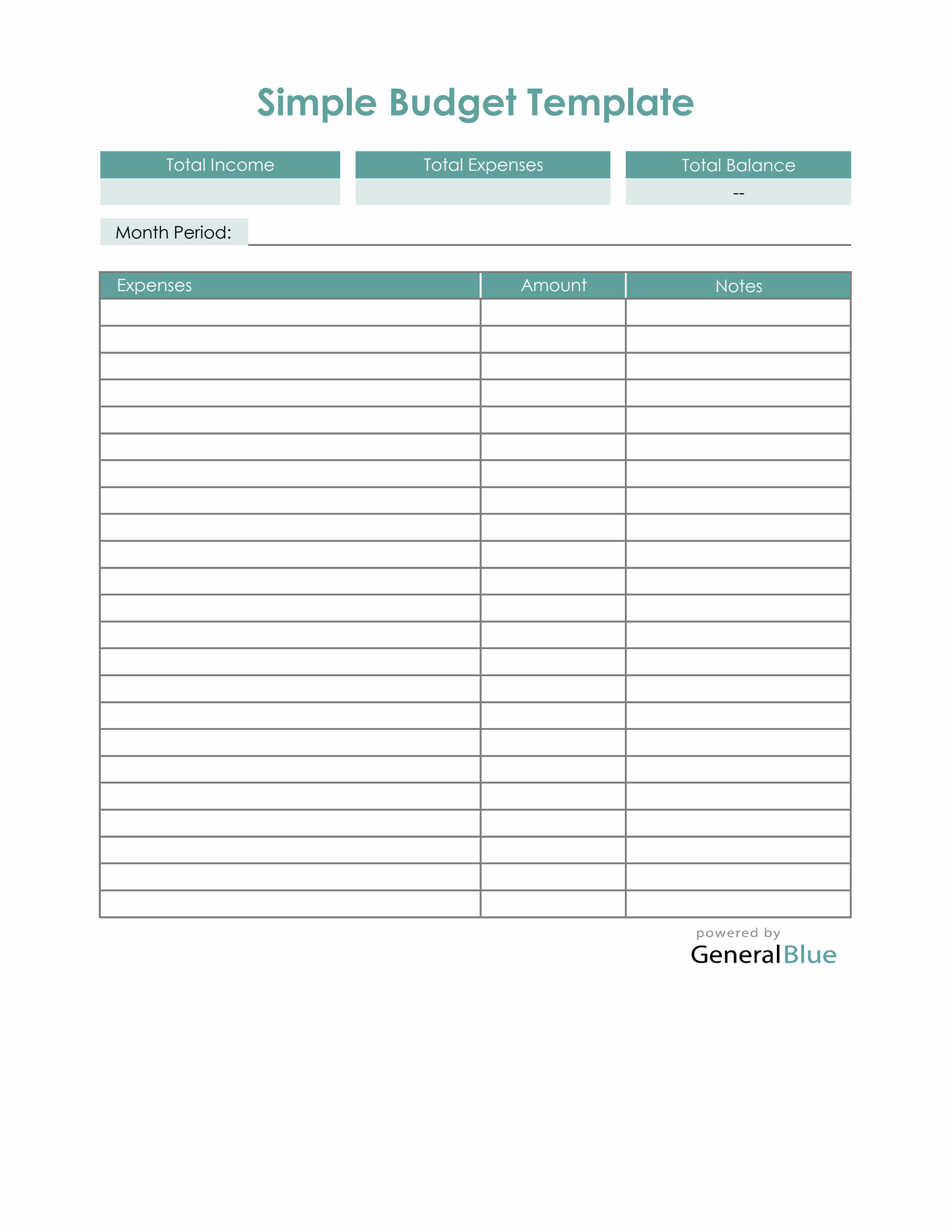 Simple Budget Template in Excel