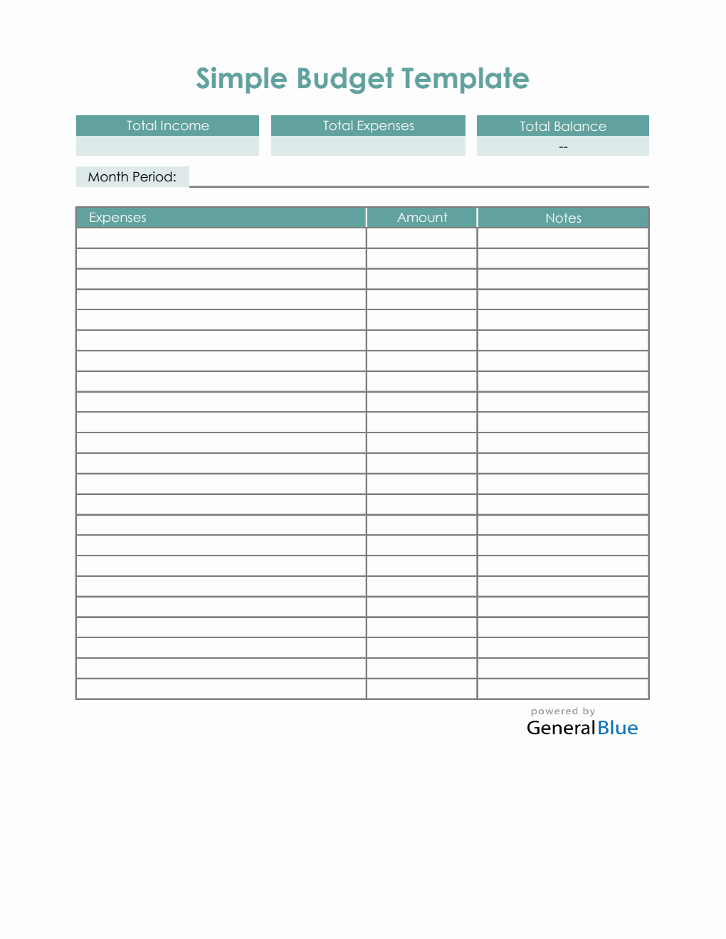 Simple Budget Template in Excel