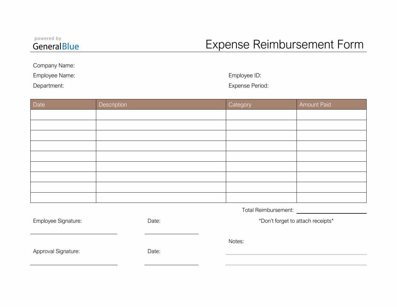 Reimbursement Templates Reimbursement templates