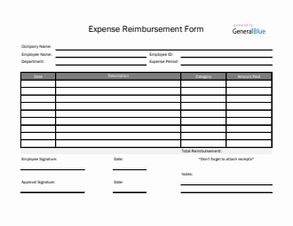 Simple Expense Reimbursement Form in Excel (Gray)