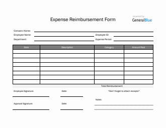 Simple Expense Reimbursement Form in Word (Gray)