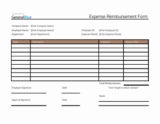 Simple Expense Reimbursement Form in Excel (Simple)