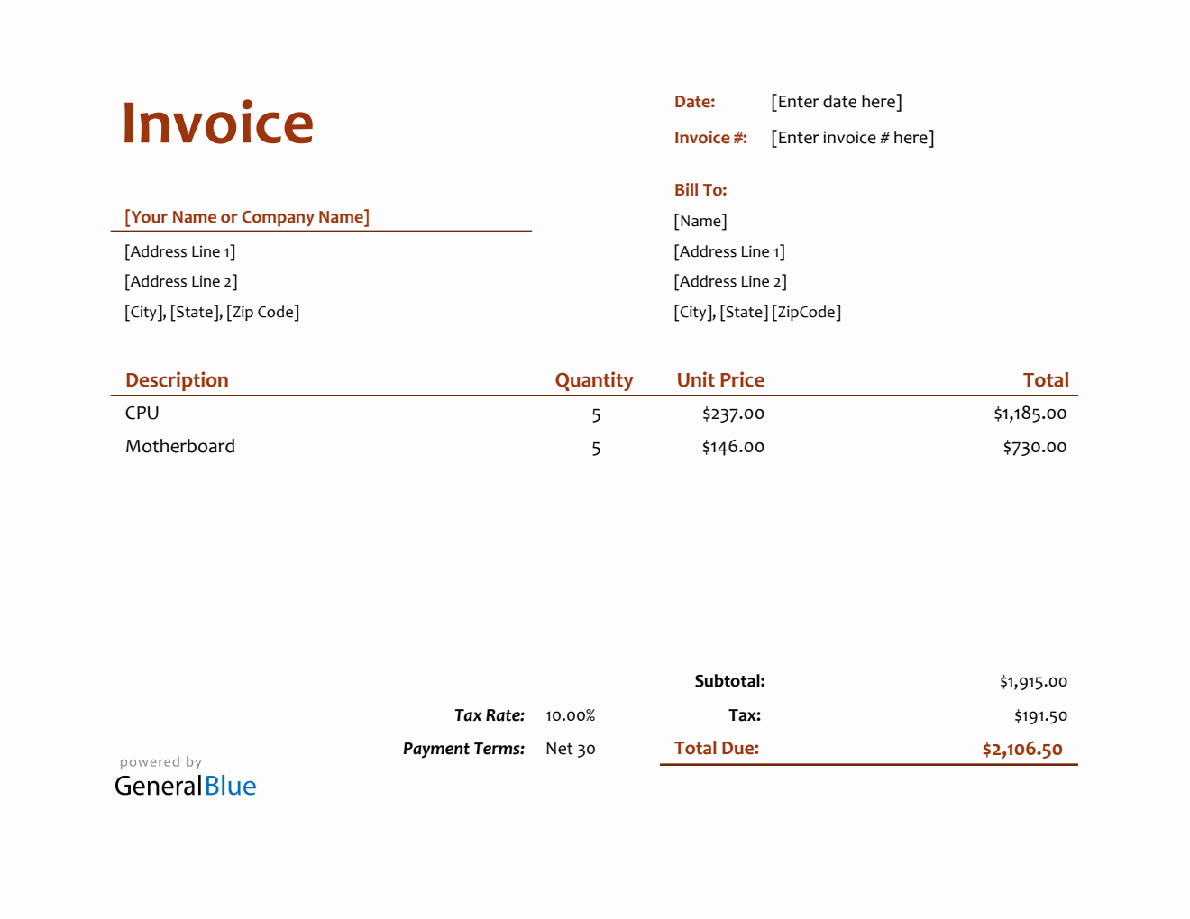 Ee Invoice Excel Tax Invoice Template