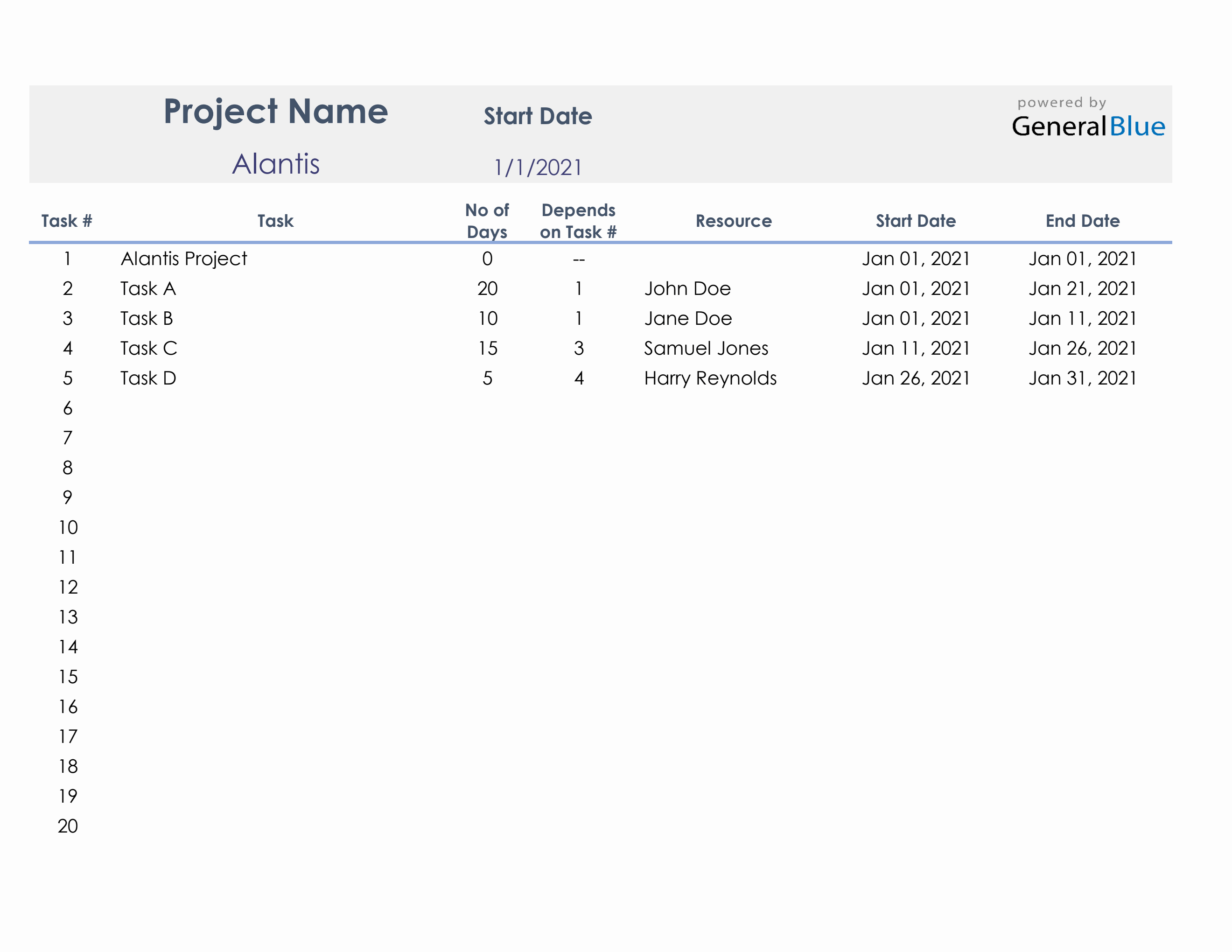 Simple Project Plan Template In Excel