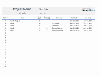 Simple Project Plan Template in Excel