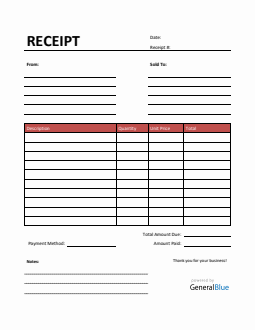 Simple Receipt Template in PDF (Red)