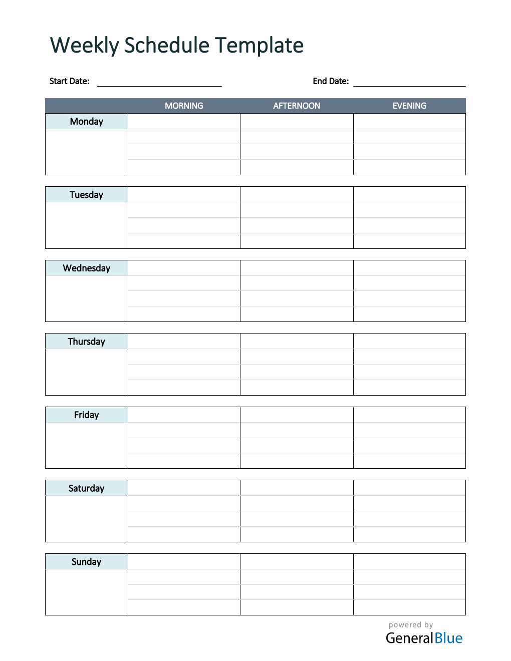 Simple Weekly Schedule Template in Word