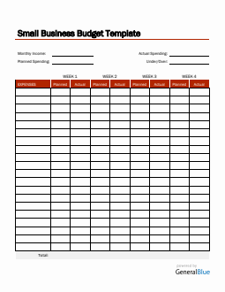 Small Business Budget Template in Word (Red)