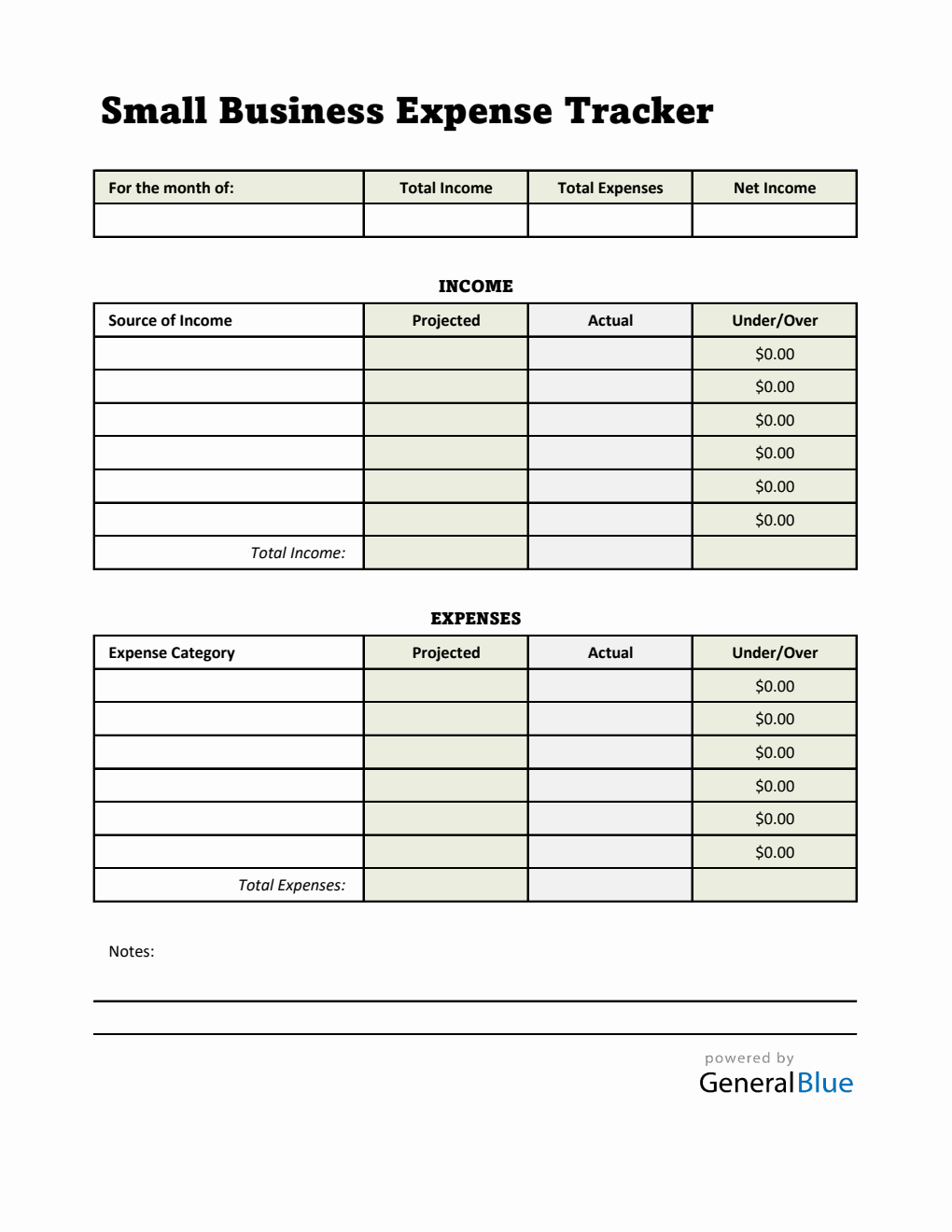 Small Business Expense Tracker in Excel (Highlighted)