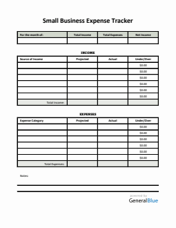 Small Business Expense Tracker in PDF (Green)