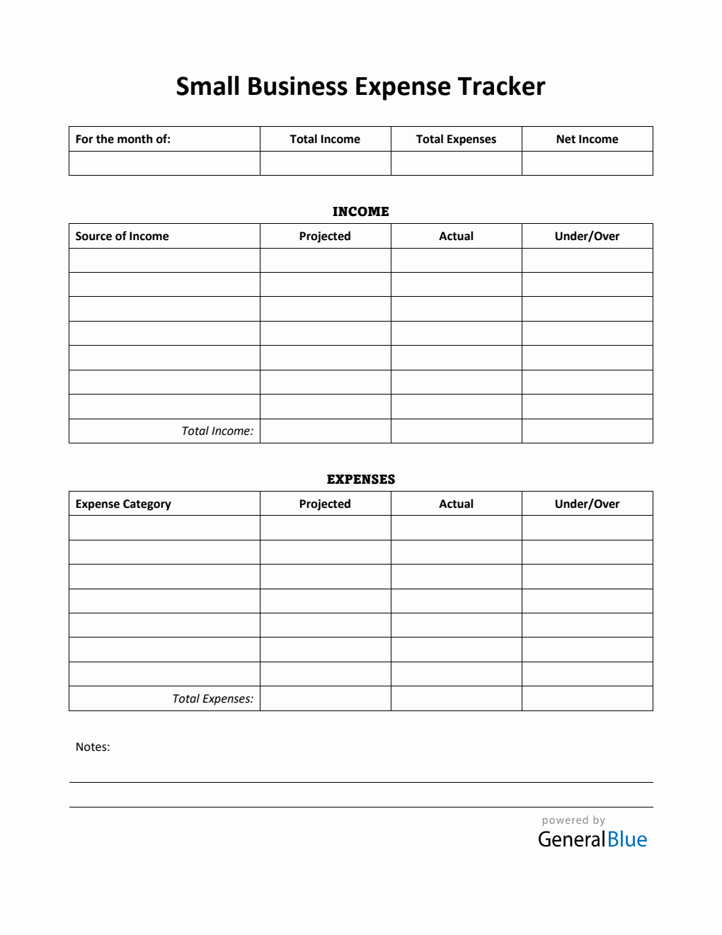 Small Business Expense Tracker in Word (Printable)