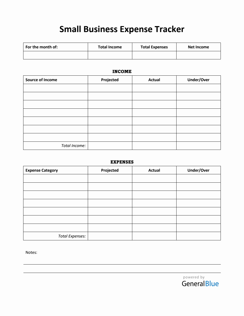 Small Business Expense Tracker in PDF (Printable)