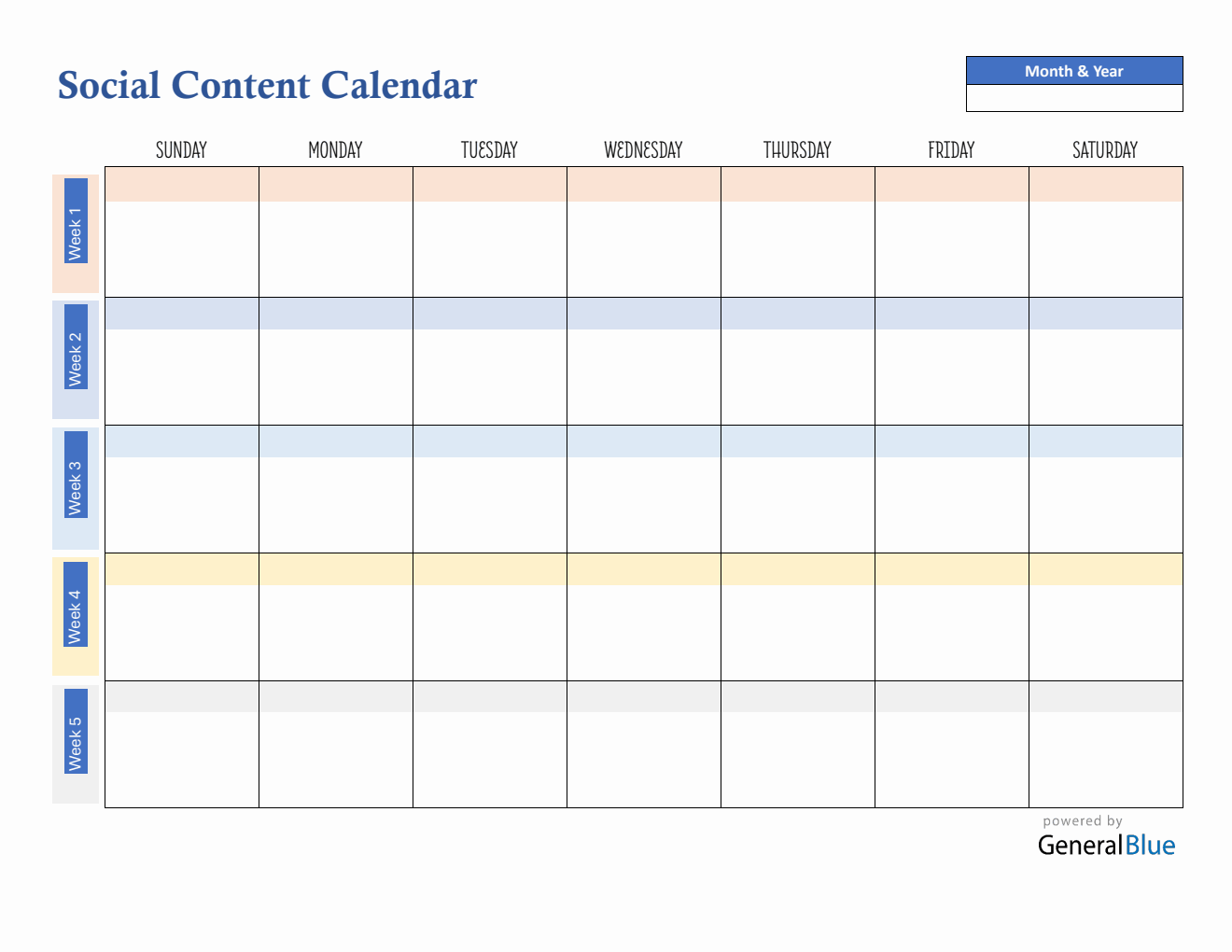 Free Blank Social Media Calendar & Planner Template - PDF Format
